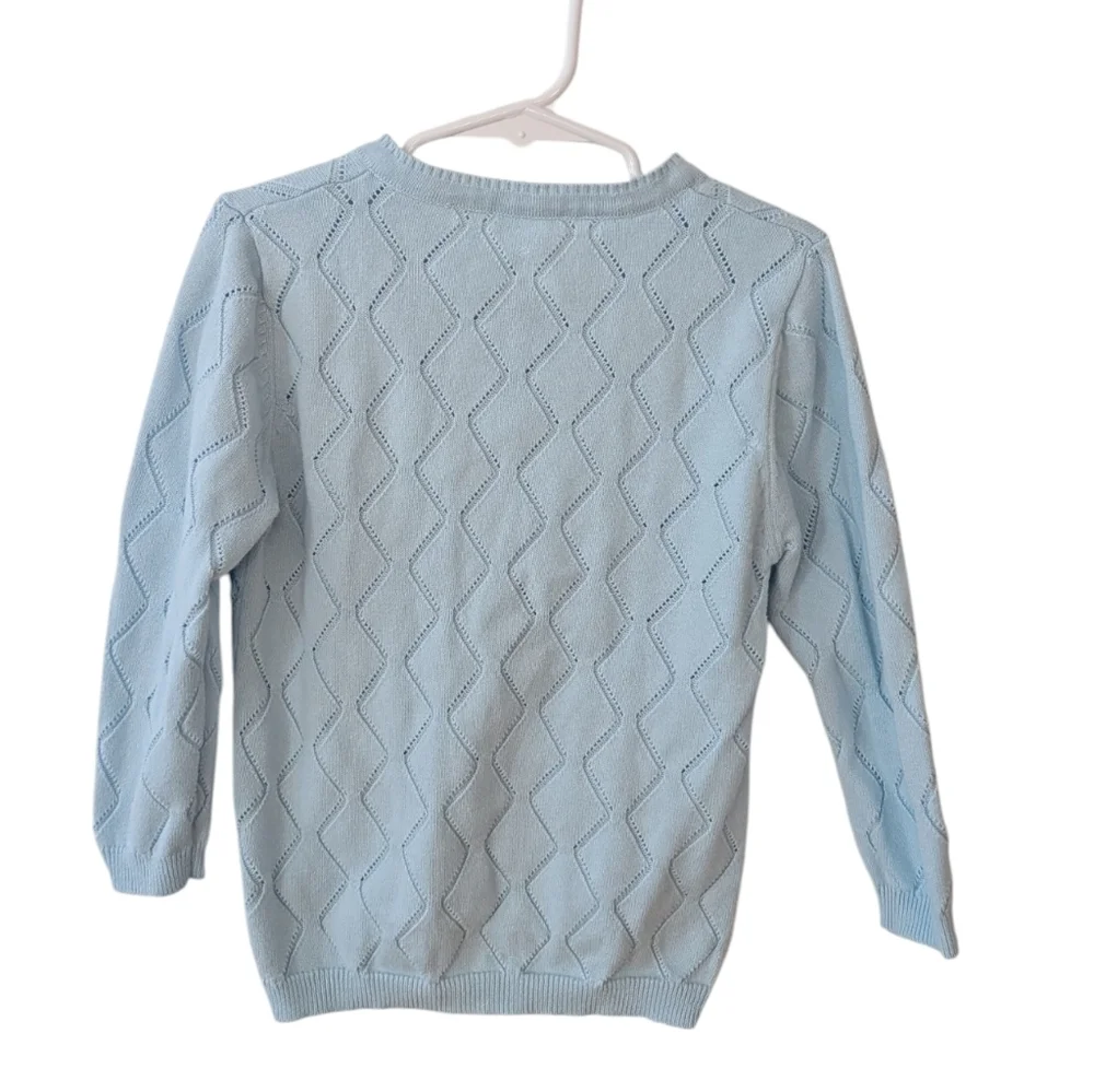 Girls Light Blue Knit Button-Up Cardigan Size 6-7